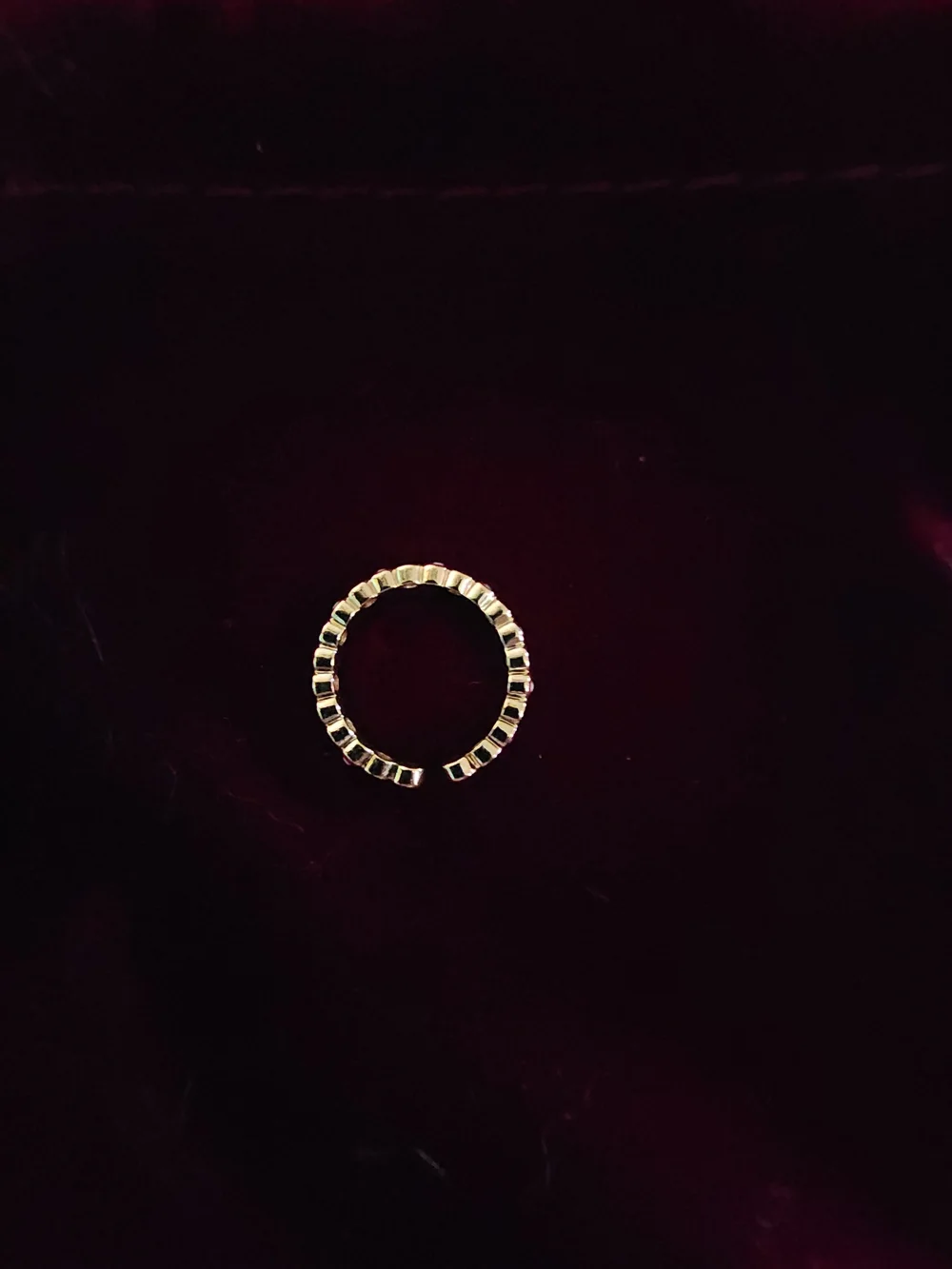 Gold Red Eye Beaded Stackable Ring